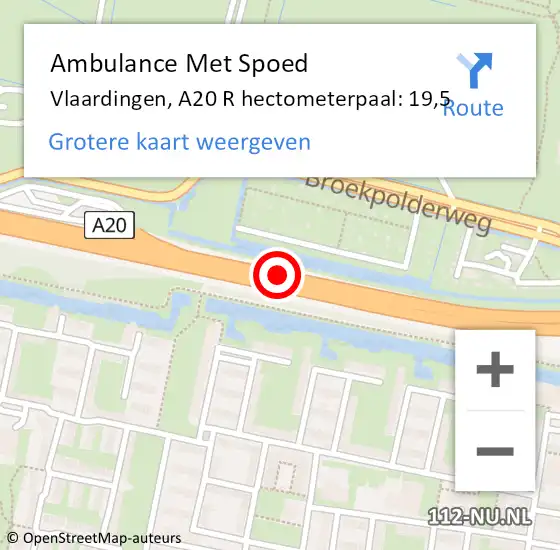 Locatie op kaart van de 112 melding: Ambulance Met Spoed Naar Vlaardingen, A20 R hectometerpaal: 22,8 op 17 november 2017 18:05