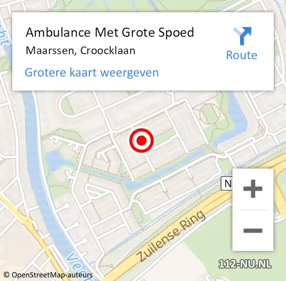 Locatie op kaart van de 112 melding: Ambulance Met Grote Spoed Naar Maarssen, Croocklaan op 17 november 2017 18:33