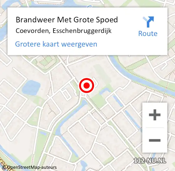 Locatie op kaart van de 112 melding: Brandweer Met Grote Spoed Naar Coevorden, Esschenbruggerdijk op 17 november 2017 19:00