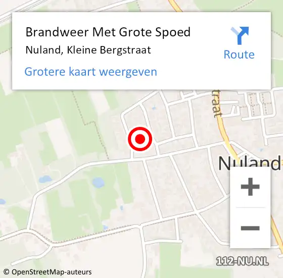 Locatie op kaart van de 112 melding: Brandweer Met Grote Spoed Naar Nuland, Kleine Bergstraat op 17 november 2017 19:32