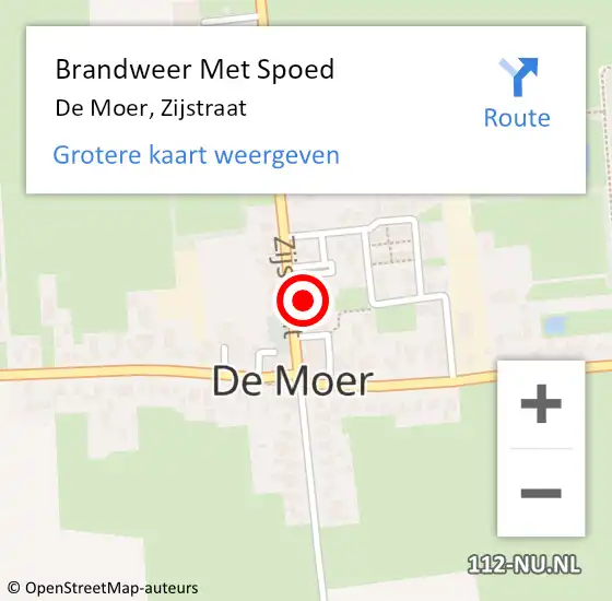 Locatie op kaart van de 112 melding: Brandweer Met Spoed Naar De Moer, Zijstraat op 17 november 2017 19:35