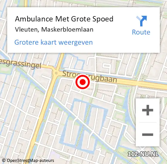 Locatie op kaart van de 112 melding: Ambulance Met Grote Spoed Naar Vleuten, Maskerbloemlaan op 17 november 2017 19:42