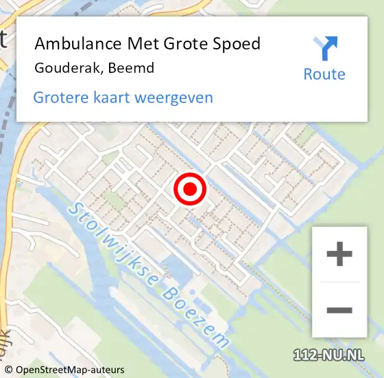 Locatie op kaart van de 112 melding: Ambulance Met Grote Spoed Naar Gouderak, Beemd op 17 november 2017 20:06