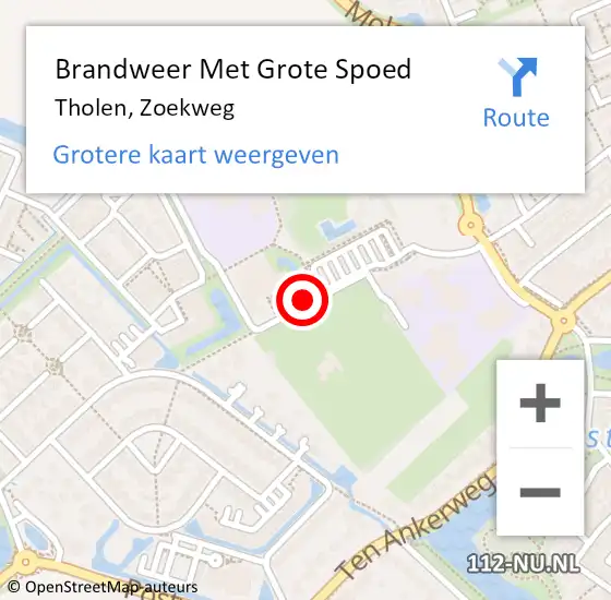 Locatie op kaart van de 112 melding: Brandweer Met Grote Spoed Naar Tholen, Zoekweg op 17 november 2017 20:17