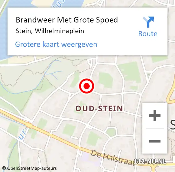 Locatie op kaart van de 112 melding: Brandweer Met Grote Spoed Naar Stein, Wilhelminaplein op 17 november 2017 20:37