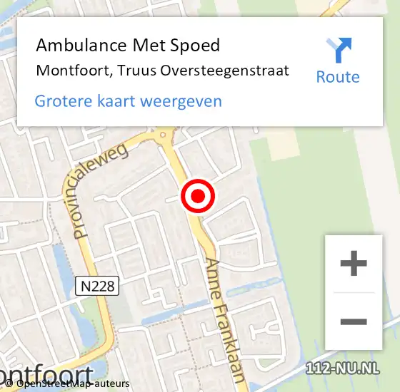 Locatie op kaart van de 112 melding: Ambulance Met Spoed Naar Montfoort, Truus Oversteegenstraat op 17 november 2017 21:47