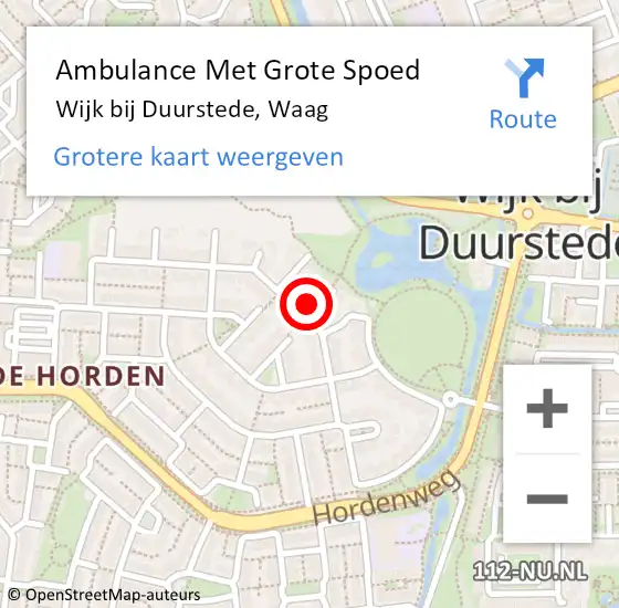 Locatie op kaart van de 112 melding: Ambulance Met Grote Spoed Naar Wijk bij Duurstede, Waag op 17 november 2017 21:52