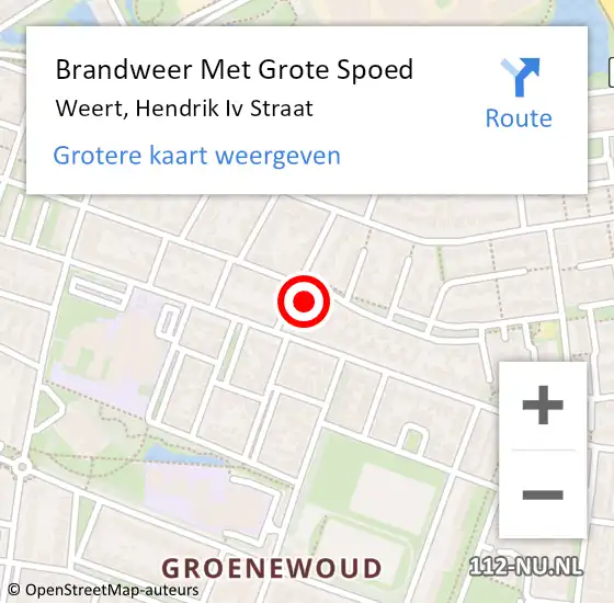 Locatie op kaart van de 112 melding: Brandweer Met Grote Spoed Naar Weert, Hendrik Iv Straat op 17 november 2017 21:52