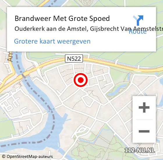 Locatie op kaart van de 112 melding: Brandweer Met Grote Spoed Naar Ouderkerk aan de Amstel, Gijsbrecht Van Aemstelstraat op 17 november 2017 22:02