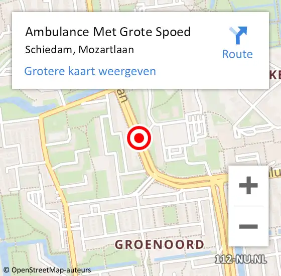 Locatie op kaart van de 112 melding: Ambulance Met Grote Spoed Naar Schiedam, Mozartlaan op 17 november 2017 22:03