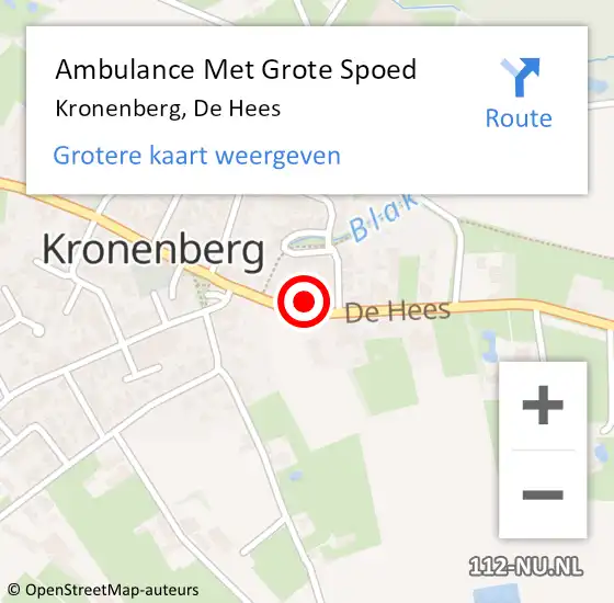 Locatie op kaart van de 112 melding: Ambulance Met Grote Spoed Naar Kronenberg, De Hees op 7 februari 2014 10:23