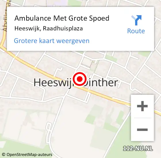 Locatie op kaart van de 112 melding: Ambulance Met Grote Spoed Naar Heeswijk, Raadhuisplaza op 17 november 2017 23:14