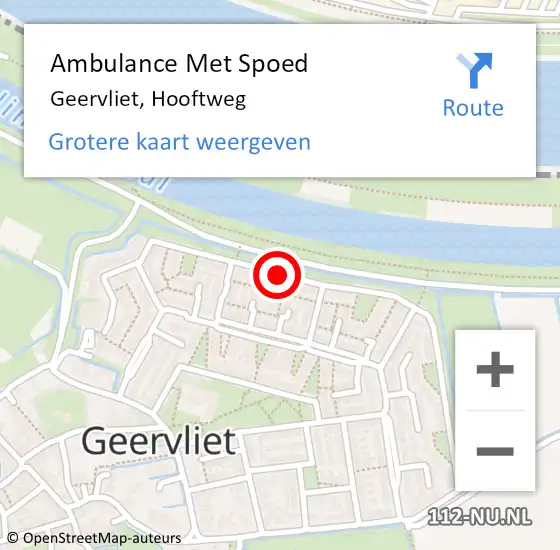 Locatie op kaart van de 112 melding: Ambulance Met Spoed Naar Geervliet, Hooftweg op 18 november 2017 00:11