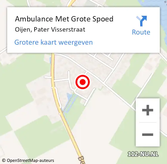 Locatie op kaart van de 112 melding: Ambulance Met Grote Spoed Naar Oijen, Pater Visserstraat op 18 november 2017 00:38