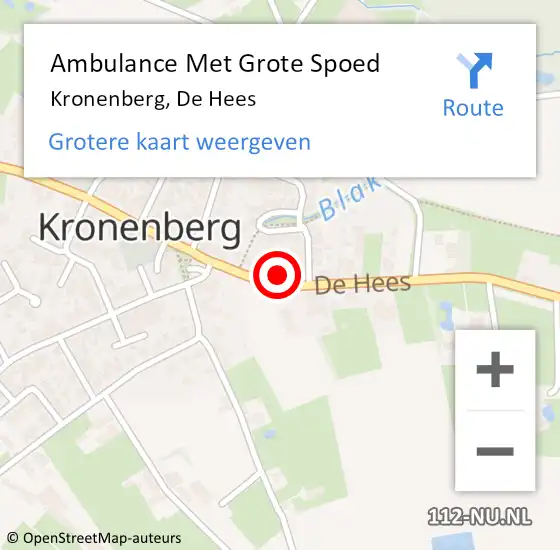 Locatie op kaart van de 112 melding: Ambulance Met Grote Spoed Naar Kronenberg, De Hees op 7 februari 2014 10:27