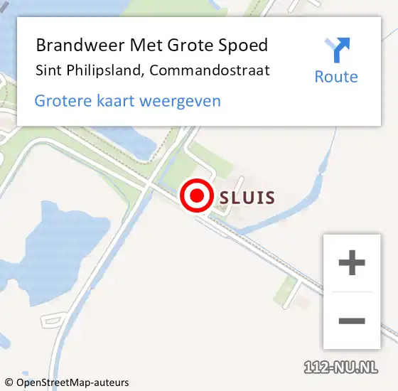 Locatie op kaart van de 112 melding: Brandweer Met Grote Spoed Naar Sint Philipsland, Commandostraat op 18 november 2017 01:34