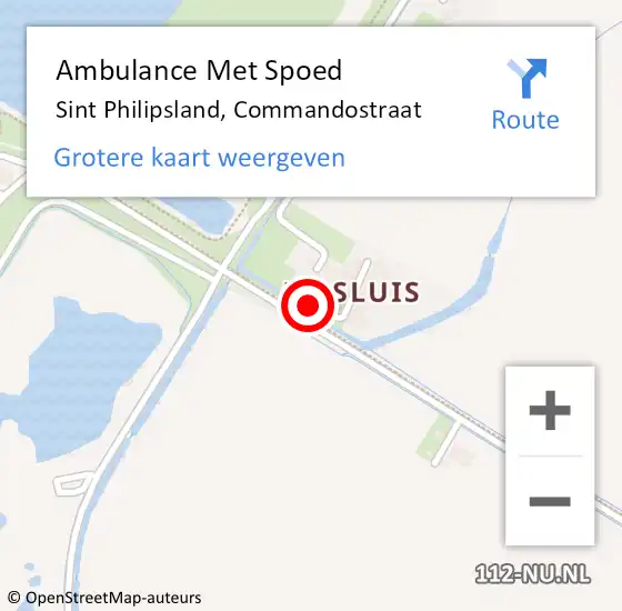 Locatie op kaart van de 112 melding: Ambulance Met Spoed Naar Sint Philipsland, Commandostraat op 18 november 2017 01:39