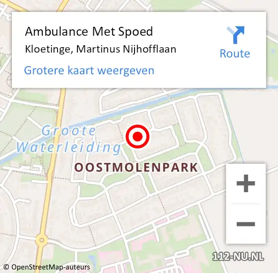 Locatie op kaart van de 112 melding: Ambulance Met Spoed Naar Kloetinge, Martinus Nijhofflaan op 18 november 2017 04:34