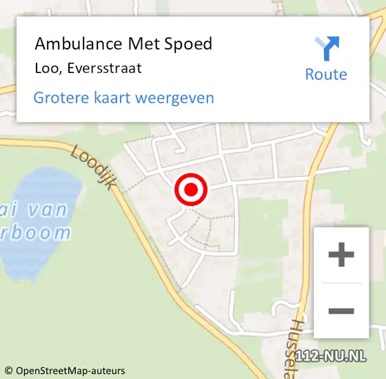 Locatie op kaart van de 112 melding: Ambulance Met Spoed Naar Loo, Eversstraat op 18 november 2017 07:30