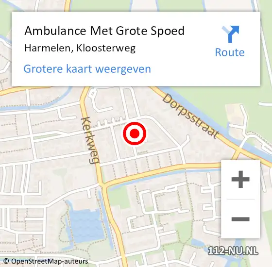 Locatie op kaart van de 112 melding: Ambulance Met Grote Spoed Naar Harmelen, Kloosterweg op 18 november 2017 08:22