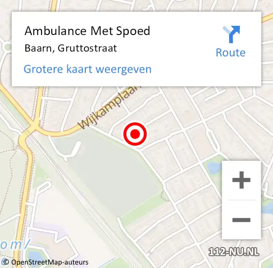 Locatie op kaart van de 112 melding: Ambulance Met Spoed Naar Baarn, Gruttostraat op 18 november 2017 08:47