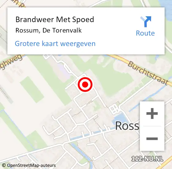 Locatie op kaart van de 112 melding: Brandweer Met Spoed Naar Rossum, De Torenvalk op 18 november 2017 08:48