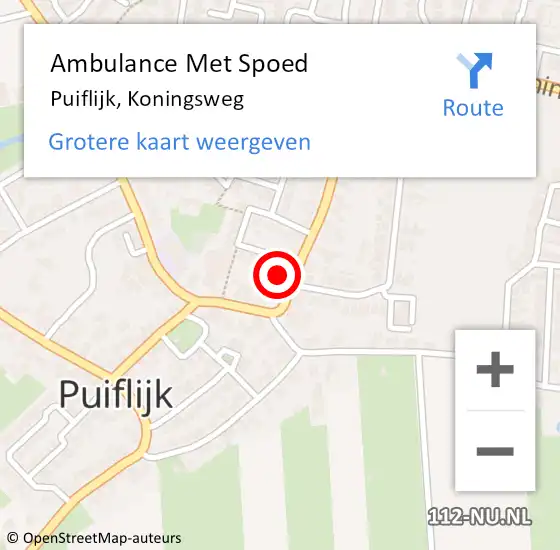 Locatie op kaart van de 112 melding: Ambulance Met Spoed Naar Puiflijk, Koningsweg op 18 november 2017 08:48