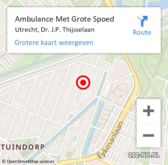 Locatie op kaart van de 112 melding: Ambulance Met Grote Spoed Naar Utrecht, Dr. J.P. Thijsselaan op 18 november 2017 09:29