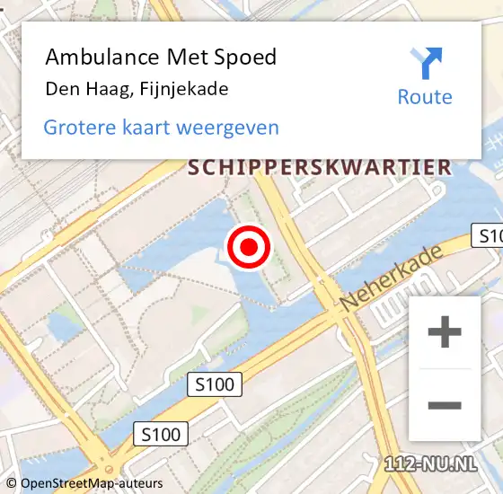 Locatie op kaart van de 112 melding: Ambulance Met Spoed Naar Den Haag, Fijnjekade op 18 november 2017 09:54