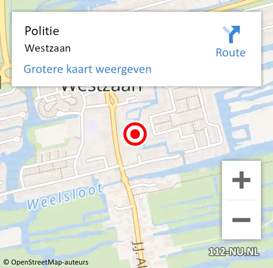 Locatie op kaart van de 112 melding: Politie Westzaan op 18 november 2017 10:08