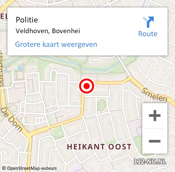 Locatie op kaart van de 112 melding: Politie Veldhoven, Bovenhei op 18 november 2017 10:19