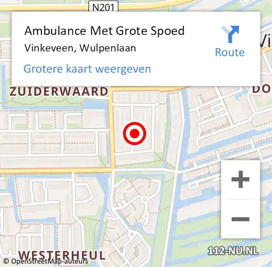 Locatie op kaart van de 112 melding: Ambulance Met Grote Spoed Naar Vinkeveen, Wulpenlaan op 18 november 2017 10:34