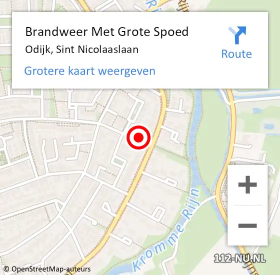 Locatie op kaart van de 112 melding: Brandweer Met Grote Spoed Naar Odijk, Sint Nicolaaslaan op 18 november 2017 11:17