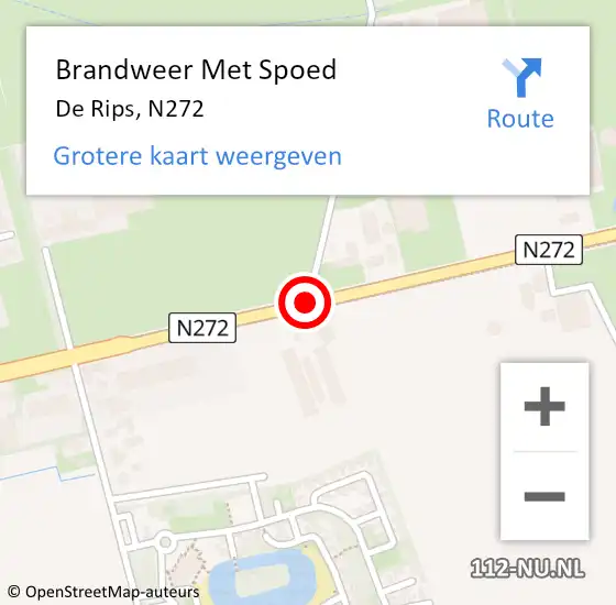 Locatie op kaart van de 112 melding: Brandweer Met Spoed Naar De Rips, N272 op 18 november 2017 11:25