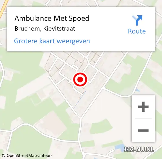Locatie op kaart van de 112 melding: Ambulance Met Spoed Naar Bruchem, Kievitstraat op 18 november 2017 11:35