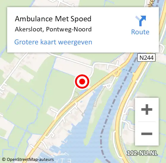 Locatie op kaart van de 112 melding: Ambulance Met Spoed Naar Akersloot, Pontweg-Noord op 18 november 2017 11:47