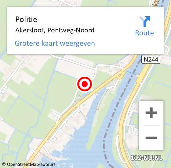 Locatie op kaart van de 112 melding: Politie Akersloot, Pontweg-Noord op 18 november 2017 11:48