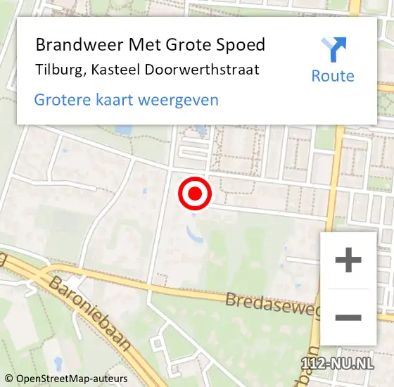 Locatie op kaart van de 112 melding: Brandweer Met Grote Spoed Naar Tilburg, Kasteel Doorwerthstraat op 18 november 2017 12:31