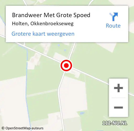 Locatie op kaart van de 112 melding: Brandweer Met Grote Spoed Naar Holten, Okkenbroekseweg op 18 november 2017 13:01