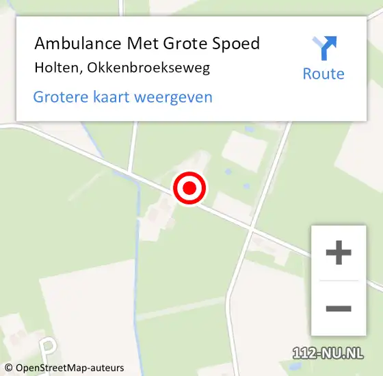 Locatie op kaart van de 112 melding: Ambulance Met Grote Spoed Naar Holten, Okkenbroekseweg op 18 november 2017 13:09