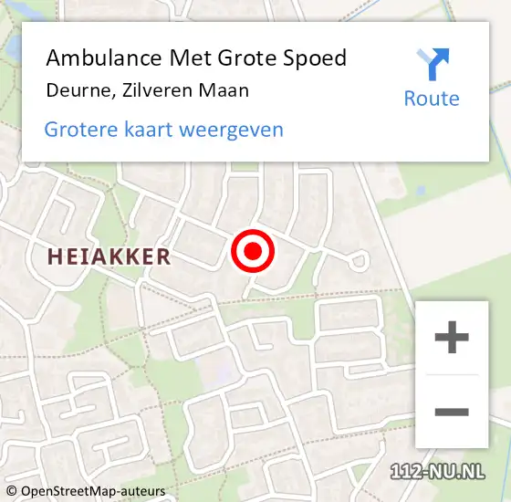 Locatie op kaart van de 112 melding: Ambulance Met Grote Spoed Naar Deurne, Zilveren Maan op 18 november 2017 13:09