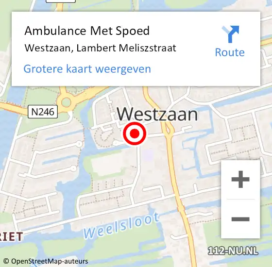 Locatie op kaart van de 112 melding: Ambulance Met Spoed Naar Westzaan, Lambert Meliszstraat op 18 november 2017 13:20