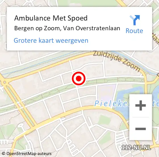 Locatie op kaart van de 112 melding: Ambulance Met Spoed Naar Bergen op Zoom, Van Overstratenlaan op 18 november 2017 13:22