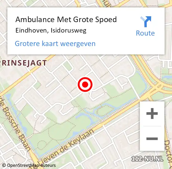 Locatie op kaart van de 112 melding: Ambulance Met Grote Spoed Naar Eindhoven, Isidorusweg op 18 november 2017 13:23