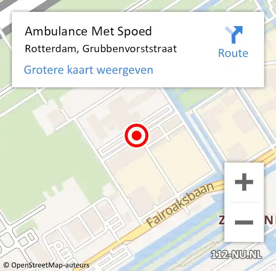 Locatie op kaart van de 112 melding: Ambulance Met Spoed Naar Rotterdam, Grubbenvorststraat op 18 november 2017 13:26