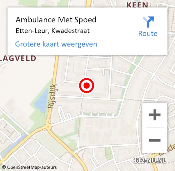 Locatie op kaart van de 112 melding: Ambulance Met Spoed Naar Etten-Leur, Kwadestraat op 18 november 2017 13:59