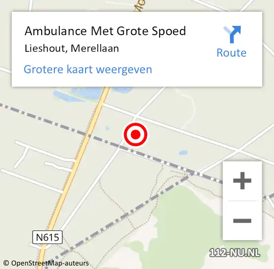 Locatie op kaart van de 112 melding: Ambulance Met Grote Spoed Naar Lieshout, Merellaan op 18 november 2017 14:15