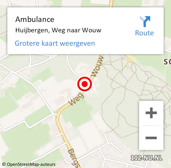 Locatie op kaart van de 112 melding: Ambulance Huijbergen, Weg naar Wouw op 18 november 2017 14:18