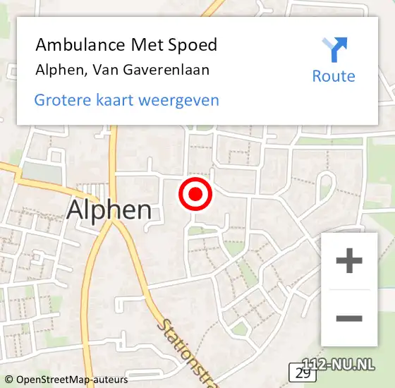 Locatie op kaart van de 112 melding: Ambulance Met Spoed Naar Alphen, Van Gaverenlaan op 18 november 2017 14:39