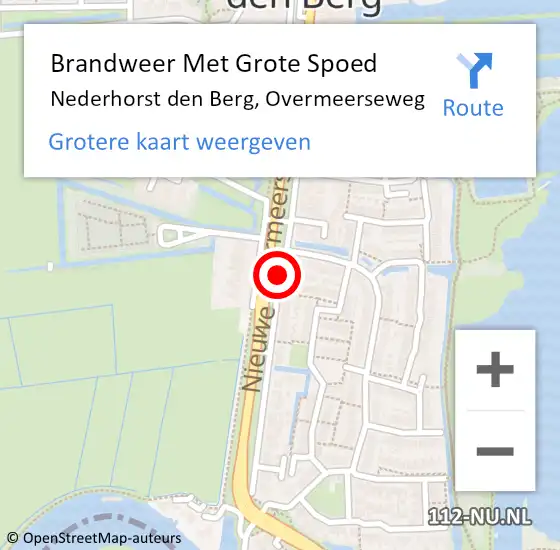 Locatie op kaart van de 112 melding: Brandweer Met Grote Spoed Naar Nederhorst den Berg, Overmeerseweg op 18 november 2017 14:51